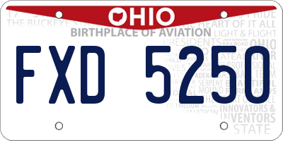 OH license plate FXD5250