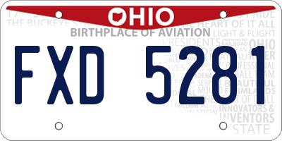 OH license plate FXD5281