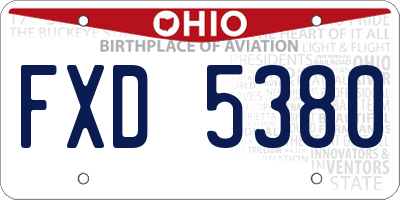 OH license plate FXD5380
