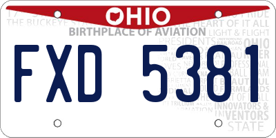 OH license plate FXD5381