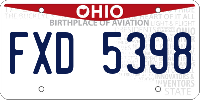 OH license plate FXD5398
