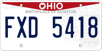 OH license plate FXD5418