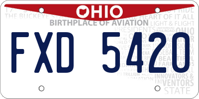 OH license plate FXD5420