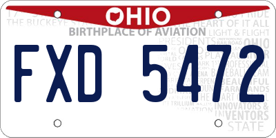 OH license plate FXD5472