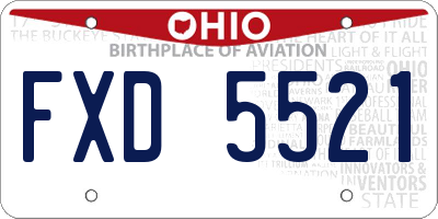 OH license plate FXD5521