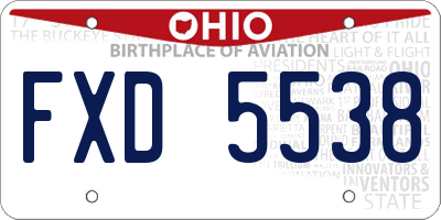 OH license plate FXD5538