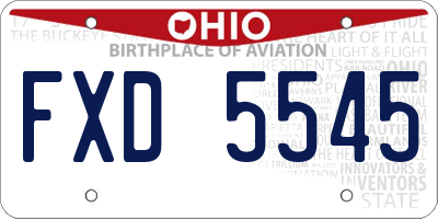 OH license plate FXD5545