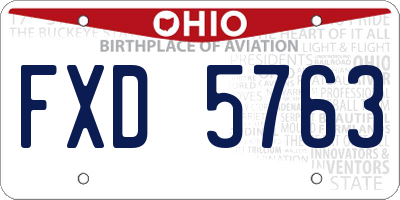 OH license plate FXD5763