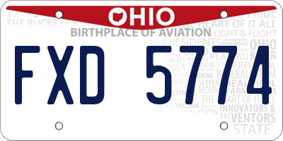 OH license plate FXD5774
