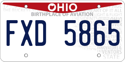 OH license plate FXD5865