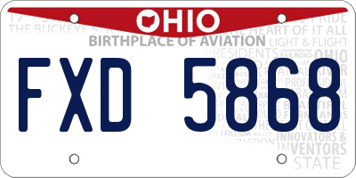 OH license plate FXD5868