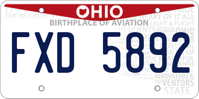OH license plate FXD5892