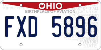 OH license plate FXD5896