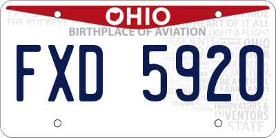 OH license plate FXD5920