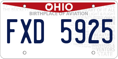 OH license plate FXD5925