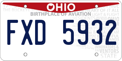 OH license plate FXD5932