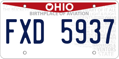 OH license plate FXD5937