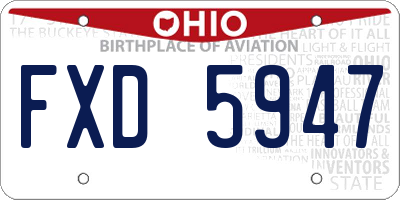 OH license plate FXD5947