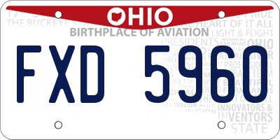 OH license plate FXD5960