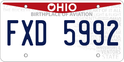OH license plate FXD5992
