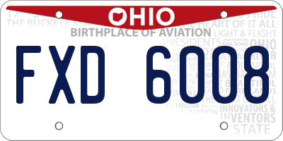 OH license plate FXD6008