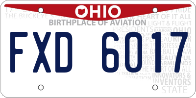 OH license plate FXD6017