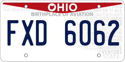 OH license plate FXD6062