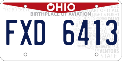 OH license plate FXD6413