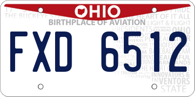 OH license plate FXD6512