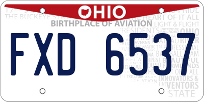 OH license plate FXD6537