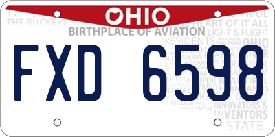 OH license plate FXD6598