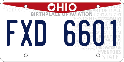 OH license plate FXD6601