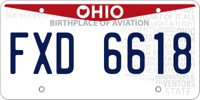 OH license plate FXD6618