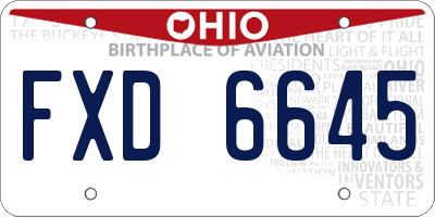 OH license plate FXD6645