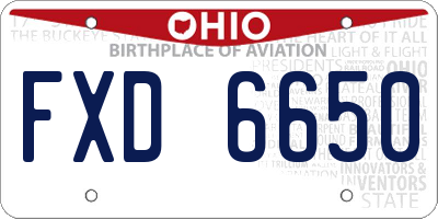 OH license plate FXD6650
