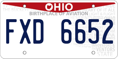 OH license plate FXD6652