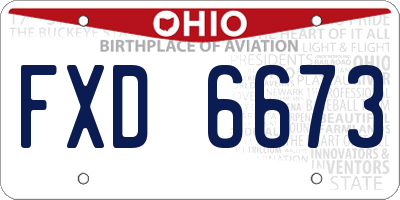OH license plate FXD6673