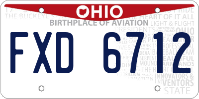 OH license plate FXD6712