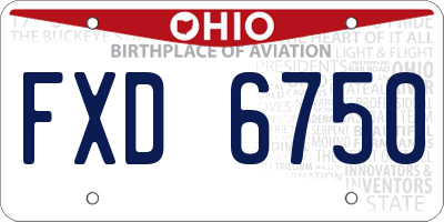 OH license plate FXD6750