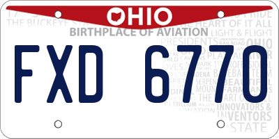 OH license plate FXD6770