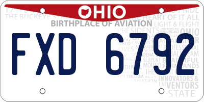 OH license plate FXD6792