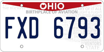 OH license plate FXD6793