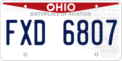 OH license plate FXD6807