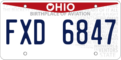 OH license plate FXD6847