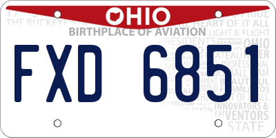 OH license plate FXD6851