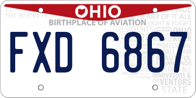 OH license plate FXD6867