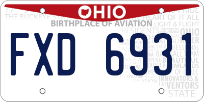 OH license plate FXD6931