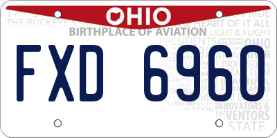 OH license plate FXD6960