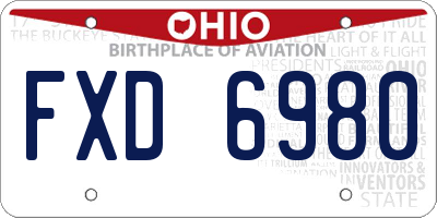 OH license plate FXD6980
