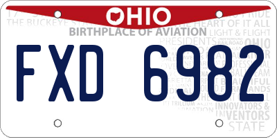 OH license plate FXD6982